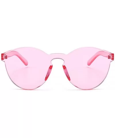 Oversized One Piece Rimless Tinted Sunglasses Clear Colored Lenses - Pink - CT199CMQCDQ $7.29 Rimless