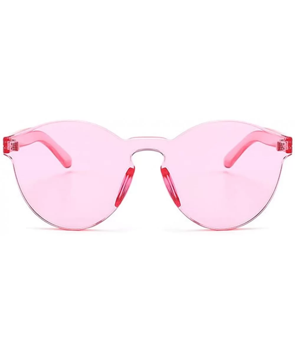 Oversized One Piece Rimless Tinted Sunglasses Clear Colored Lenses - Pink - CT199CMQCDQ $7.29 Rimless