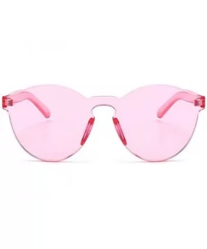 Oversized One Piece Rimless Tinted Sunglasses Clear Colored Lenses - Pink - CT199CMQCDQ $7.29 Rimless