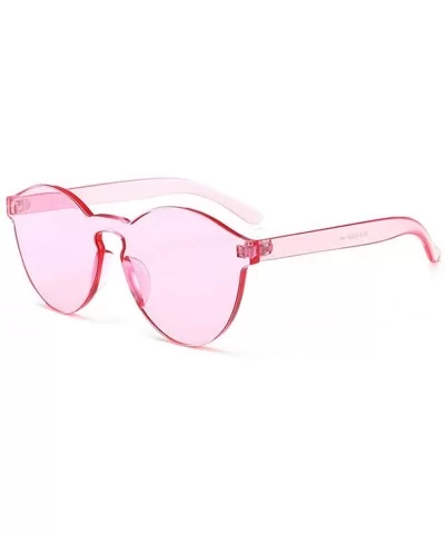 Oversized One Piece Rimless Tinted Sunglasses Clear Colored Lenses - Pink - CT199CMQCDQ $7.29 Rimless