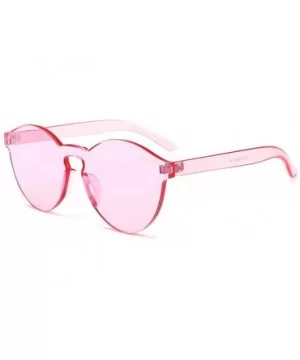 Oversized One Piece Rimless Tinted Sunglasses Clear Colored Lenses - Pink - CT199CMQCDQ $7.29 Rimless