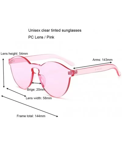 Oversized One Piece Rimless Tinted Sunglasses Clear Colored Lenses - Pink - CT199CMQCDQ $7.29 Rimless