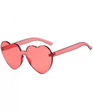 Women Rimless Sunglasses Mirror Candy Color Integrated Transparent Eyewear - Red Wine - CM193590OT4 $11.60 Goggle