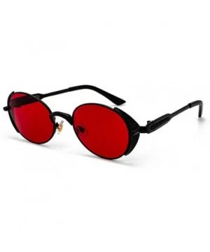 Vintage Oval Sunglasses Men Women Fashion Metal Frame Punk Style Glasses UV protection - Red - C41925TRH78 $11.57 Oval