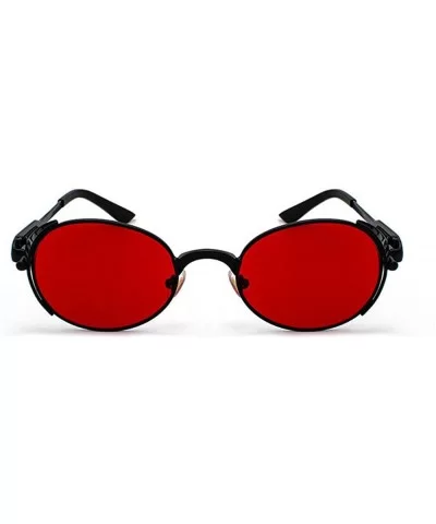 Vintage Oval Sunglasses Men Women Fashion Metal Frame Punk Style Glasses UV protection - Red - C41925TRH78 $11.57 Oval