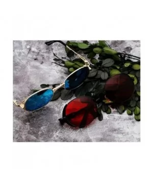 Vintage Oval Sunglasses Men Women Fashion Metal Frame Punk Style Glasses UV protection - Red - C41925TRH78 $11.57 Oval