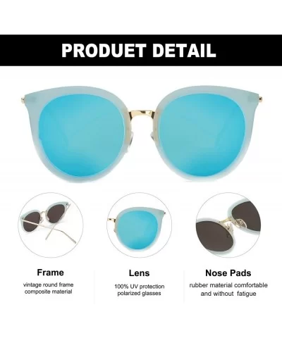 Cat Eye Sunglasses for Women Fashion-Vintage Retro Stylish Polarized Eyewear 100% UV Protection - 3165blue - CS18T3R0UW5 $12....