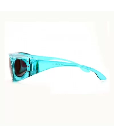 Womens Polarized Fit Over Glasses Rhinestone Sunglasses Oval Rectangular - Teal - C611YI3T4NV $13.15 Rectangular