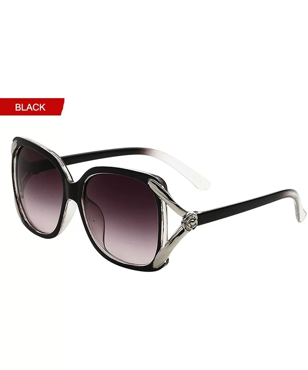 Vintage V Shape Frame Sunglasses for Women PC Resin UV 400 Protection Sunglasses - Transparent Black - CJ18SZUEI90 $11.56 Oval