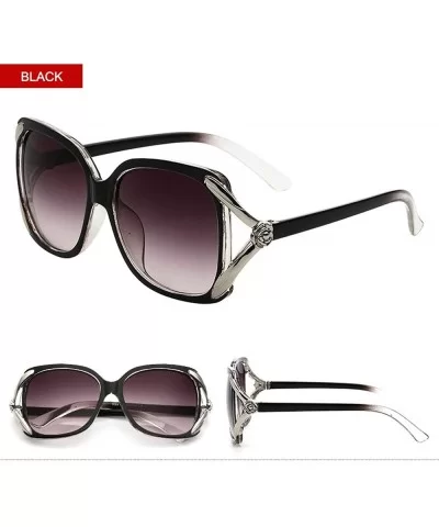 Vintage V Shape Frame Sunglasses for Women PC Resin UV 400 Protection Sunglasses - Transparent Black - CJ18SZUEI90 $11.56 Oval