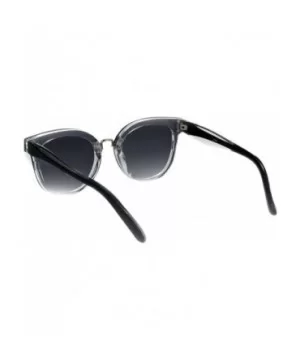 Womens Boyfriend Deco Metal Bridge Chic Horn Rim Plastic Sunglasses - Clear Smoke - CK18GLWMUCQ $11.03 Rectangular