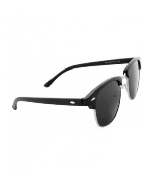 Classic Unisex Sunglasses Durable Semi-Rimless Half Frame Black - Black Matte Frame/ Silver Rimmed/ Black Lens - C818GN8NO9I ...