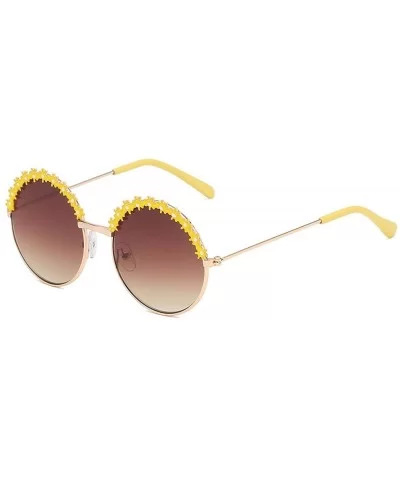 2019 Festival Metal Frame Kids Sunglasses Flower Round Sun Glasses Girls Boys Baby Brand Children Oculos - Yellow - CD197Y6AI...