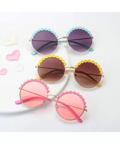 2019 Festival Metal Frame Kids Sunglasses Flower Round Sun Glasses Girls Boys Baby Brand Children Oculos - Yellow - CD197Y6AI...