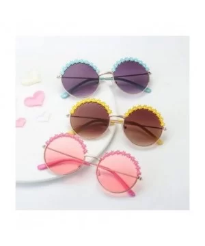 2019 Festival Metal Frame Kids Sunglasses Flower Round Sun Glasses Girls Boys Baby Brand Children Oculos - Yellow - CD197Y6AI...