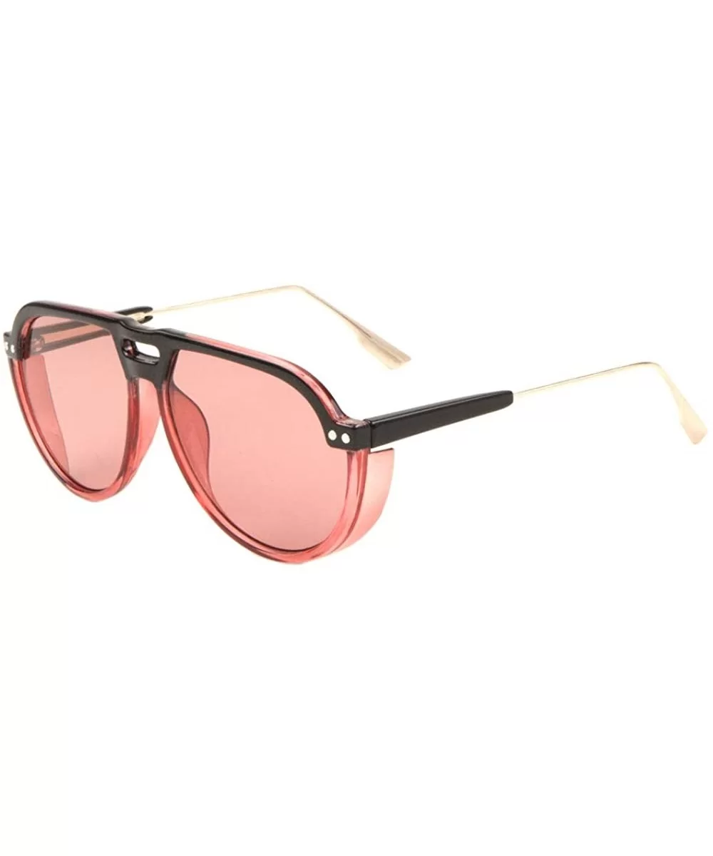 Plastic Lens Shield Flat Top Round Lens Aviator Sunglasses - Red - C9197A4W8AX $9.88 Aviator