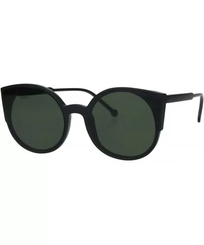 Womens Mod Round Circle Lens Retro Cat Eye Plastic Sunglasses - Matte Black Green - C218HRCR703 $7.96 Cat Eye