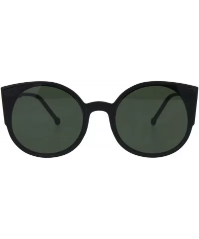 Womens Mod Round Circle Lens Retro Cat Eye Plastic Sunglasses - Matte Black Green - C218HRCR703 $7.96 Cat Eye