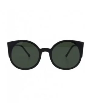 Womens Mod Round Circle Lens Retro Cat Eye Plastic Sunglasses - Matte Black Green - C218HRCR703 $7.96 Cat Eye