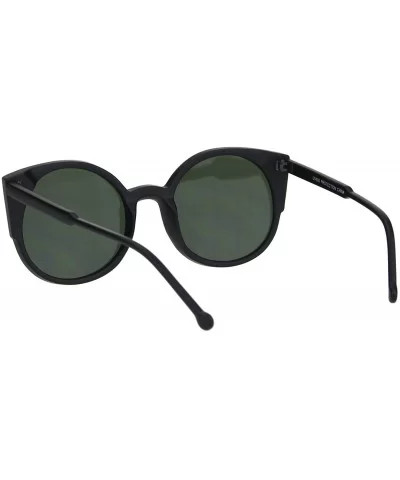 Womens Mod Round Circle Lens Retro Cat Eye Plastic Sunglasses - Matte Black Green - C218HRCR703 $7.96 Cat Eye