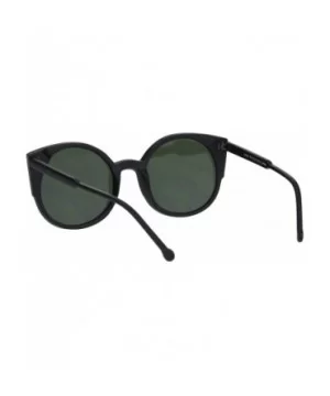 Womens Mod Round Circle Lens Retro Cat Eye Plastic Sunglasses - Matte Black Green - C218HRCR703 $7.96 Cat Eye