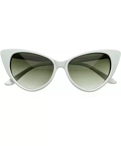 Designer Inspired Super Cat Eye Sunglasses Snow White - CF11MN0MGYP $7.25 Cat Eye