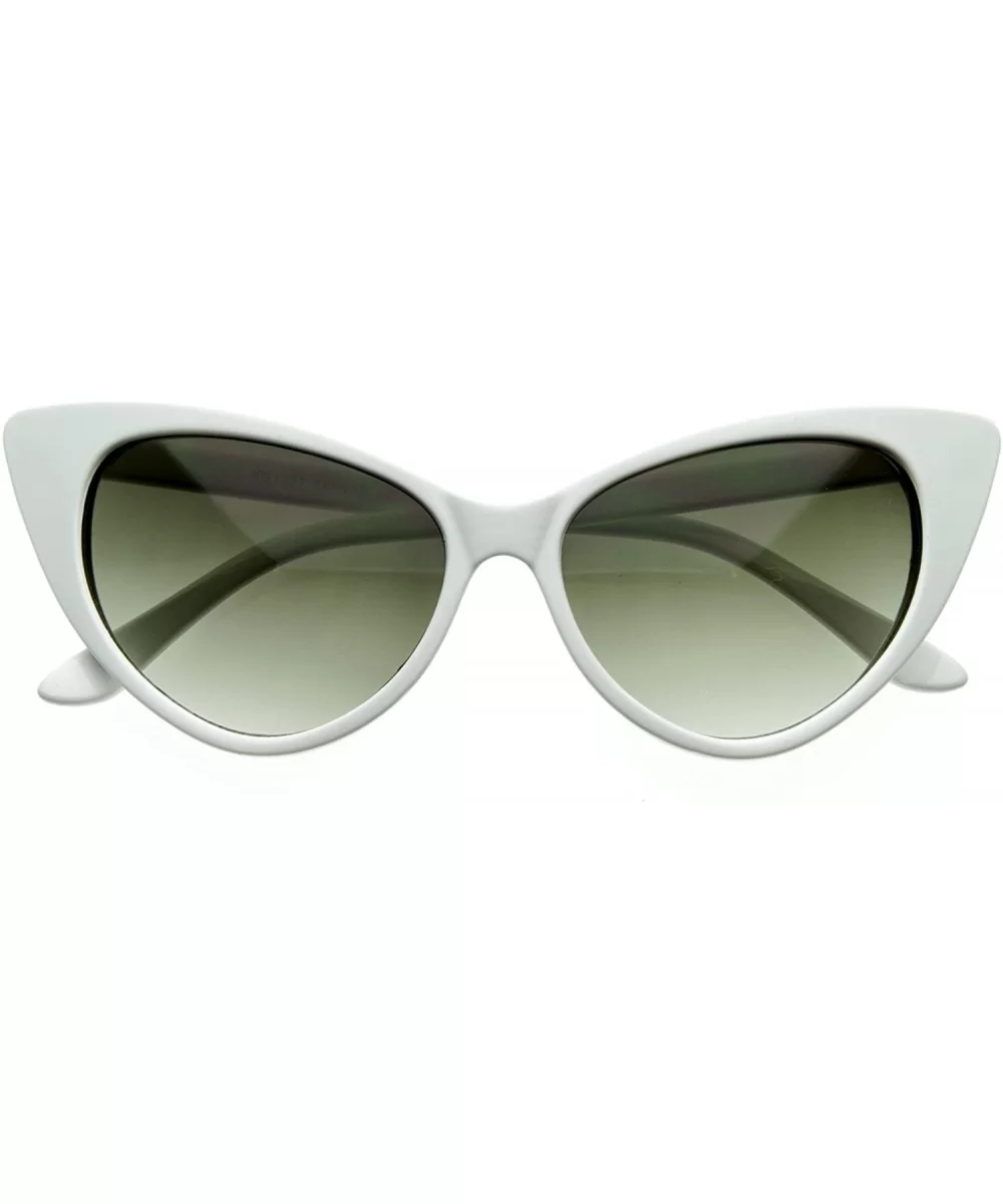 Designer Inspired Super Cat Eye Sunglasses Snow White - CF11MN0MGYP $7.25 Cat Eye