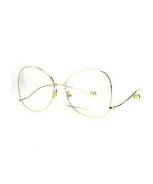 Womens Fashion Clear Lens Glasses Metal Low Curved Temple Ball Tip - Gold - CB186NWEDGR $7.86 Butterfly