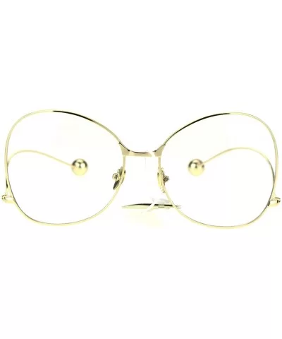 Womens Fashion Clear Lens Glasses Metal Low Curved Temple Ball Tip - Gold - CB186NWEDGR $7.86 Butterfly