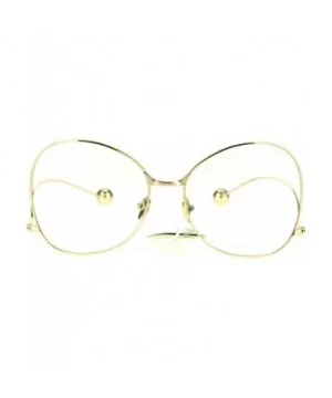 Womens Fashion Clear Lens Glasses Metal Low Curved Temple Ball Tip - Gold - CB186NWEDGR $7.86 Butterfly