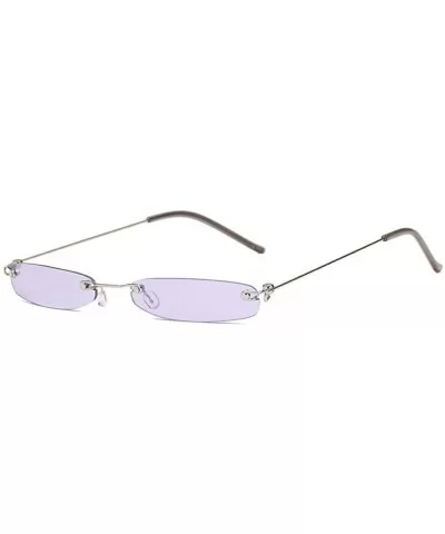 Women Tiny Sunglasses Men Small Narrow Sun Glasses Retro Rectangle Female Black - Purple - CJ18XE97KNQ $12.92 Aviator