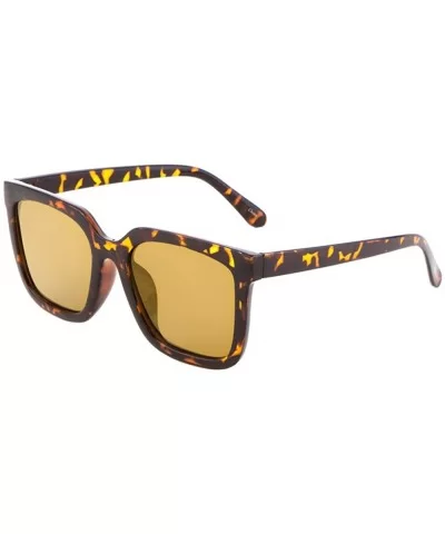 Women Men Square Sunglasses Flat Lens Mod Fashion UV Protected - Tortoise/Amber - CN17X62MZOQ $7.87 Square