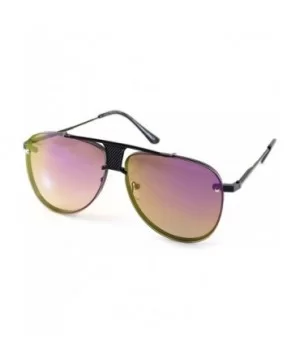 Unisex Fearless Black Metal Bridge Insert Mirrored Sunglasses - Black/ Purple Revo - CG187S8YKHZ $10.02 Aviator