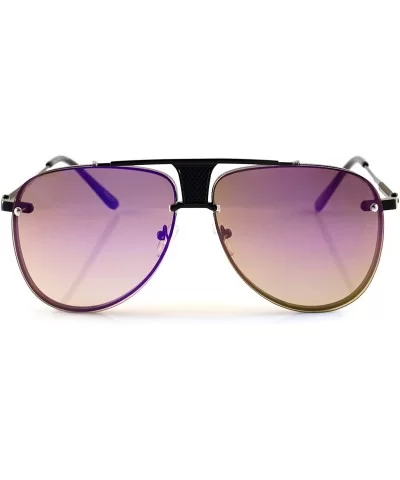 Unisex Fearless Black Metal Bridge Insert Mirrored Sunglasses - Black/ Purple Revo - CG187S8YKHZ $10.02 Aviator