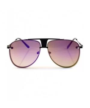 Unisex Fearless Black Metal Bridge Insert Mirrored Sunglasses - Black/ Purple Revo - CG187S8YKHZ $10.02 Aviator