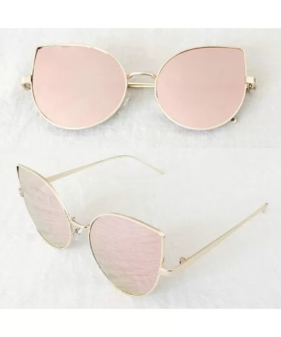 Vintage style Cat Ear Sunglasses for Women PC Resin UV 400 Protection Sunglasses - Pink - CE18T2WMTQM $14.04 Sport