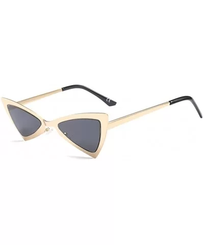 Triangle Cat Eye Sunglasses Vintage Sun Glasses Women Summer Beach Accessories - Gold With Black - CS18DS2GH87 $6.40 Cat Eye