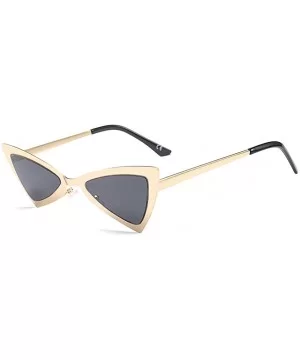 Triangle Cat Eye Sunglasses Vintage Sun Glasses Women Summer Beach Accessories - Gold With Black - CS18DS2GH87 $6.40 Cat Eye