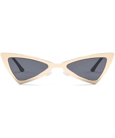 Triangle Cat Eye Sunglasses Vintage Sun Glasses Women Summer Beach Accessories - Gold With Black - CS18DS2GH87 $6.40 Cat Eye