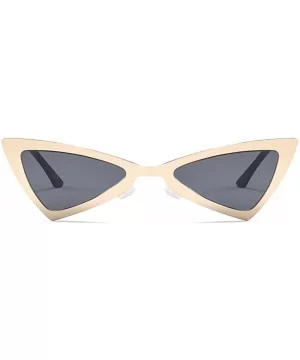 Triangle Cat Eye Sunglasses Vintage Sun Glasses Women Summer Beach Accessories - Gold With Black - CS18DS2GH87 $6.40 Cat Eye