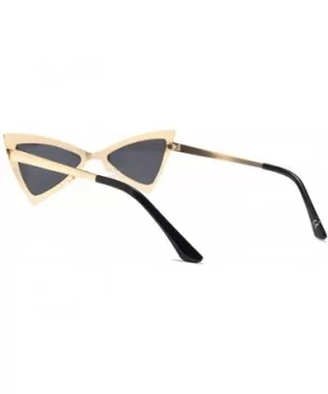 Triangle Cat Eye Sunglasses Vintage Sun Glasses Women Summer Beach Accessories - Gold With Black - CS18DS2GH87 $6.40 Cat Eye