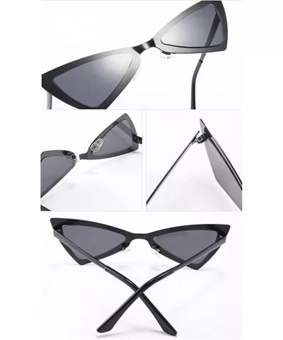 Triangle Cat Eye Sunglasses Vintage Sun Glasses Women Summer Beach Accessories - Gold With Black - CS18DS2GH87 $6.40 Cat Eye