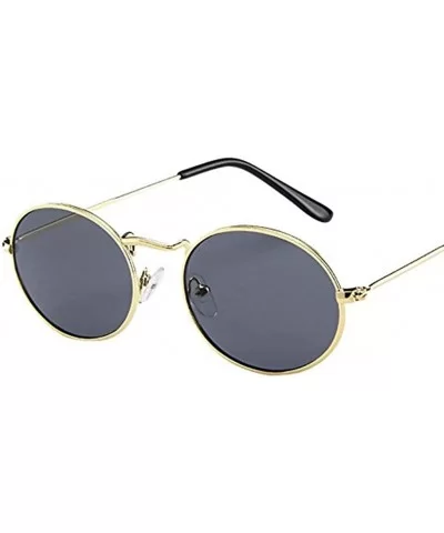 Vintage Retro Oval Sunglasses Ellipse Metal Frame Glasses Trendy Fashion Shades - D - CS190625LWY $6.03 Oval