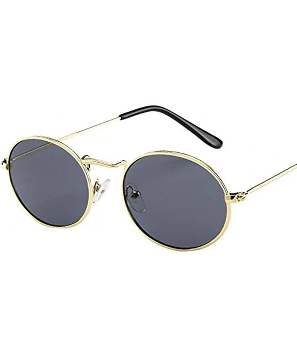 Vintage Retro Oval Sunglasses Ellipse Metal Frame Glasses Trendy Fashion Shades - D - CS190625LWY $6.03 Oval