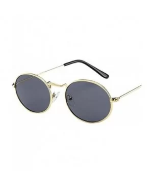 Vintage Retro Oval Sunglasses Ellipse Metal Frame Glasses Trendy Fashion Shades - D - CS190625LWY $6.03 Oval