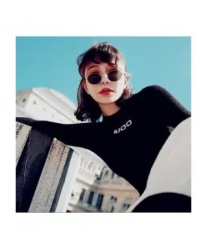 Vintage Retro Oval Sunglasses Ellipse Metal Frame Glasses Trendy Fashion Shades - D - CS190625LWY $6.03 Oval