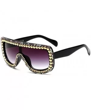 Oversized Square Geometric Shine Style Diamond Women Sunglasses New - Black - CZ18OCQINOW $17.25 Square