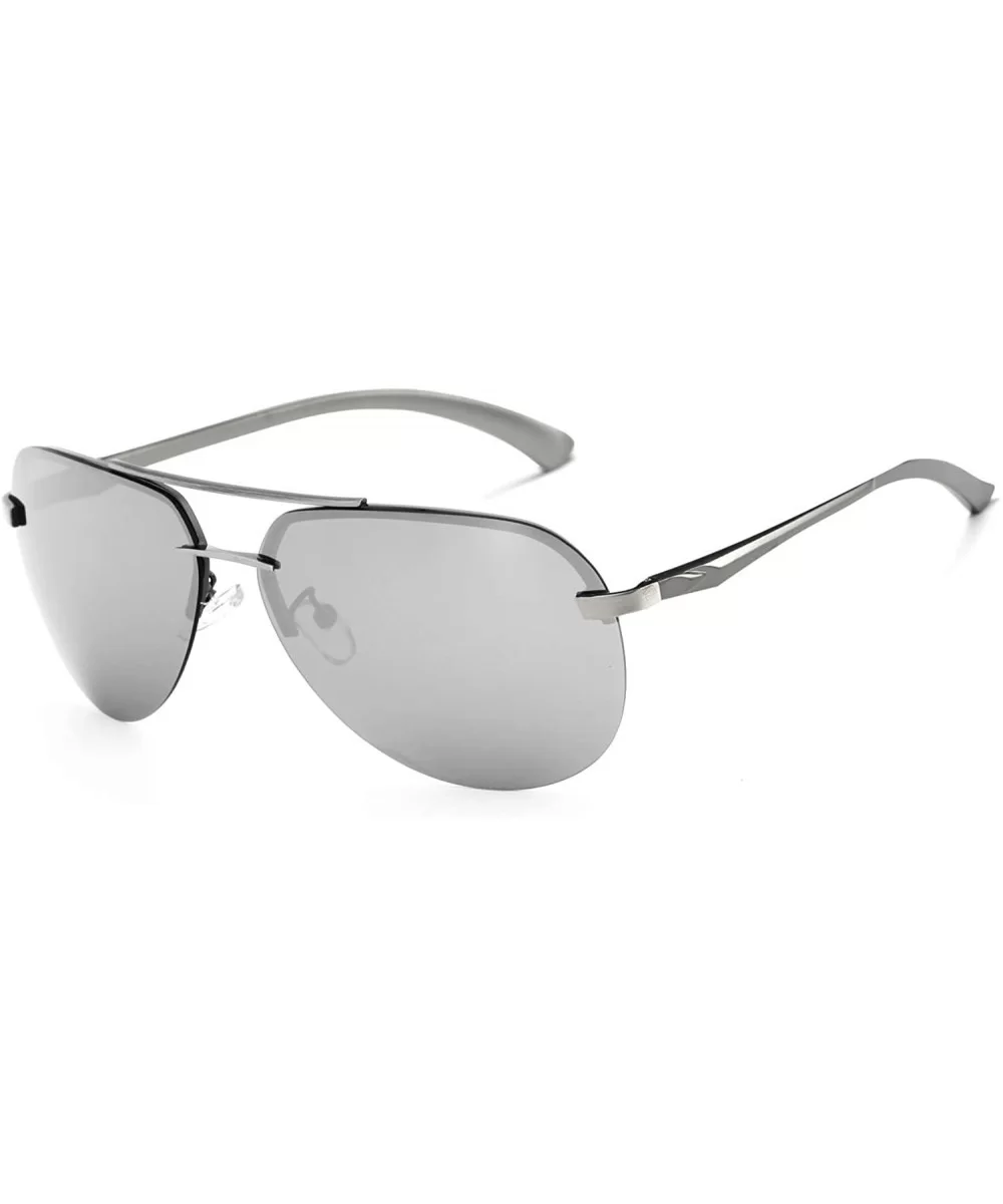 Classic Aviator Sunglasses Mirrored Polarized Lens Metal Frame for Men Women - Silver - CD18XO48OZ2 $10.29 Aviator