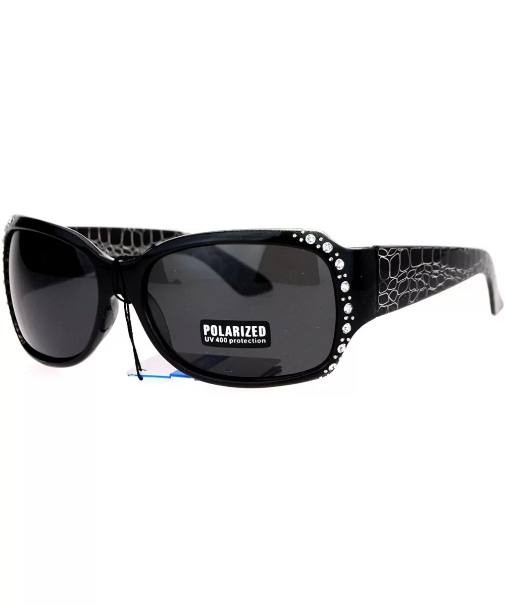 Anti Glare Polarized Womens Rhinestone Plastic Rectangular Butterfly Sunglasses - Black - CE11SOL4F1T $11.29 Butterfly