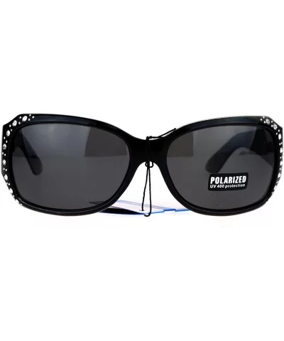 Anti Glare Polarized Womens Rhinestone Plastic Rectangular Butterfly Sunglasses - Black - CE11SOL4F1T $11.29 Butterfly